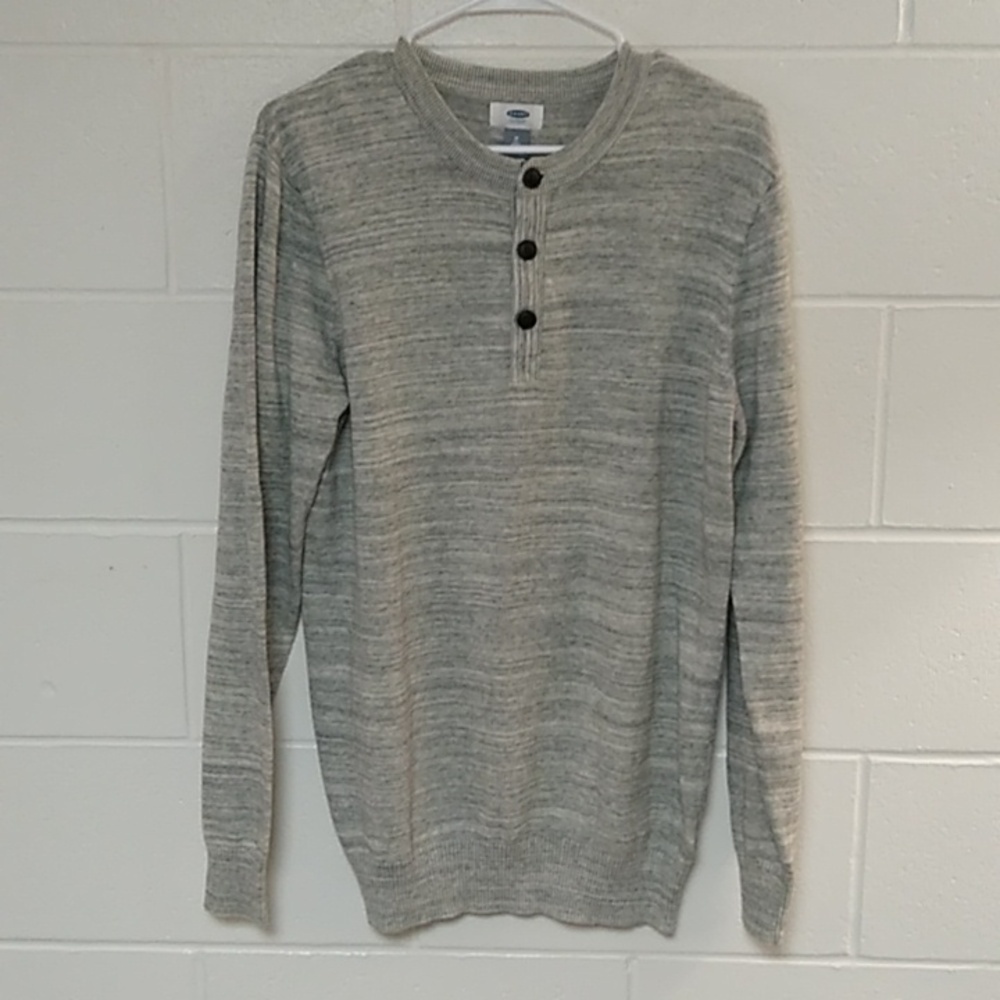 OLD NAVY FINE GAUGE100% COTTON KNIT BUTTON UP CREWNECK LIGHTWEIGHT SWEATER TALL